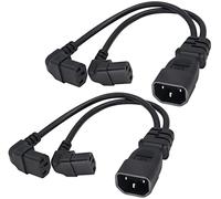 AAOTOKK(2Pezzi)Cavo Convertitore di Alimentazione CA shunt dual C13 Y C14 a 90 Gradi,18AWG IEC320 maschio 3Poli a 2xSpina Femmina 3Poli, per TV LED Angolo Retto C13 a C14(0,3m/1Piede)(90 Gradi 2xC13)
