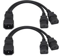 AAOTOKK(2Pezzi)IEC320 C14 a 2xC13Y Splitter di Alimentazione CA,10A 125A Doppio cavo di Alimentazione CA tipo C13 a C14 PDU,Utilizzato per Computer LED HDTV Monitor e Scanner(0.3m/1Piede)(C14 a 2xC13)