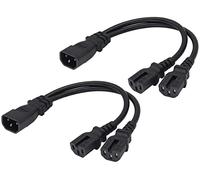 AAOTOKK(2Pezzi IEC320 C14 a 2xC15 Y cavo Estensione della Spina di Alimentazione CA Splitter,Utilizzato per Computer HDTV Scanner PDU tipo cavo di Alimentazione del Computer(0,3m/1Piede)(C14 a 2xC15)