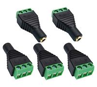 AAOTOKK 3,5 mm Terminale a Vite a 3 Poli (1/8) Audio stereo Femmina a 3 Pin Terminale a vite Femmina Doppia Traccia Cuffie Balun Adattatore Convertitore Senza Saldatura (5 Pezzi/Femmina)
