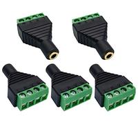 AAOTOKK 3,5 mm Terminale vite 4 Pin (1/8) Stereo TRRS Audio Femmina a AV 4 pin Femmina Terminale a vite Doppia traccia Cuffie Balun Adattatore convertitore senza saldatura(5 Pezzi/Femmina)