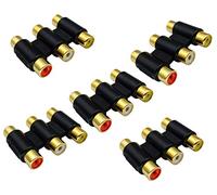 AAOTOKK 3 AV terminal Connettore Accoppiatore Placcato in oro 3 AV terminal Femmina a Femmina Audio Video Prolunghe Adattatore AV terminal Connettore Cavo AV (5 Pezzi)