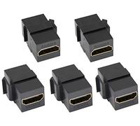 AAOTOKK 4K HDMI Keystone Accoppiatore, Placcato in oro HDMI Keystone Femmina a Femmina Jack Inserire 3D 4K Audio Video Adattatore per Piastra a Pparete Pannello di Uscita (Nero/5 Pezzi)