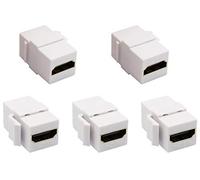 AAOTOKK 4K HDMI Keystone Accoppiatore, Placcato in oro HDMI Keystone Femmina a Femmina Jack Inserire3D 4K Audio Video Adattatore per Piastra a Pparete Pannello di Uscita (Bianco/5 Pezzi)