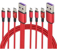 AAOTOKK 4Piede/2Pezzi USB 2.0 A Maschio a 1Tipo C+2USB Micro Maschio 3 in 1 cavo intrecciato in Nylon,Compatibile con Telefoni Audio/Android e Dispositivi Interfaccia Micro/C USB(Rosso/1Tipo C+2Micro)