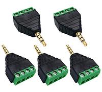 AAOTOKK 4Poli 3,5mm Terminale a vite 3,5mm(1/8) Stereo TRRS Audio Maschio a AV 4pin Femmina Terminale a vite Doppia Traccia Cuffie Adattatore Convertitore Senza Saldatura (5 Pezzi/Maschio)