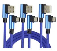 AAOTOKK 90 Gradi 3Piedi da Micro USB Maschio USB 2.0 A Maschio Cavo Ricarica Sincronizzazione Veloce Intrecciato in Nylon Per Telefoni Android,Samsung,LG,Huawei,Smartphone e Altro (Blu/3Pezzi)