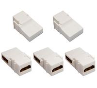 AAOTOKK 90 Gradi 4k HDMI Keystone Accoppiatore 3D 4K 60HZ Angolo Eetto HDMI Femmina a Femmina Adattatore Accoppiatore per l'installazione a scatto pannello delle prese parete(Bianco/5 Pezzi)