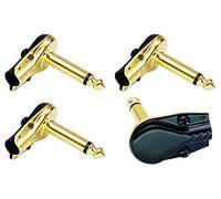 AAOTOKK 90 Gradi 6.35Mm Adattatore, Placcato In oro ad Angolo Retto 6.35mm 1/4 Pollici Ts Mono Maschio Piatto Tipo Pancake Connettori Per Altoparlante Cavo Patch Chitarra. (4 Pezzi)