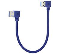 AAOTOKK 90 Gradi Adattatore da USB3.0 a USB 3.0 Maschio Trasferimento dati Carica Nell'angolo Sinistro Destro per Dischi Rigidi,Stampanti,Laptop,Tastiere,più Dispositivi USB(0,3M/1Piedi-Blu)