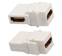AAOTOKK 90 Gradi HDMI Accoppiatore Adattatore Angolo HDMI Femmina a Femmina Adattatore Accoppiatore 3D 4K 60HZ per l'installazione a scatto pannello delle prese parete(Bianco/2Pezzi)