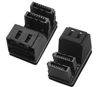 AAOTOKK 90 Gradi SATA Verticale, Doppio SATA da 7 Pin Femmina a 7 Pin Maschio, Adattatore di Connessione a Doppia Porta per PC/Scheda Madre Desktop (2-Pezzi/M-F)