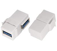 AAOTOKK 90 Gradi USB Keystone Accoppiatore,Angolo Retto USB 3.0 A Keystone Jack Inserire Femmina a Femmina Accoppiatore Adattatore per Piastra a Parete Pannello di Uscita (Bianco/2 Pezzi)