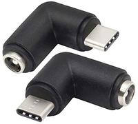 AAOTOKK 90 Gradi USB Tipo C Maschio a CC 5,5x2,1 mm Femmina Presa a Barilotto CC Adattatore Alimentazione Connettore USB da 5 V Tipo C per Dispositivo di Ricarica USB di Tipo C (2 Pezzi-Type C)