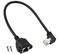 AAOTOKK 90 Grado Cat 6 Cavo Ethernet Piegatura a Destra RJ45 Maschio a Femmina Connettore Rete Ethernet Schermato Vite Cavo Prolunga per Montaggio Pannello per Router,Modem (30 cm/1 Ft Destra)