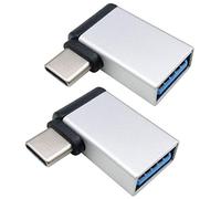 AAOTOKK Adattatore Alluminio 90 Gradi Tipo C Maschio a USB A 3.0 Femmina Convertitore, On The Go(OTG) per Smartphone,Tastiere Mouse,Altri Dispositivi USB e Tipo C(2 Pezzi/Argento)