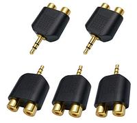 AAOTOKK Adattatore Splitter da 3,5 mm to RCA Placcato in oro 3 Poli 3,5 mm (1/8 di Pollice) Maschio a 2 RCA Femmina Stereo Convertitore Adattatore Y da Splitter Audio AUX Audio (5 Pezzi)