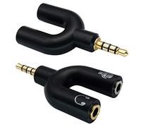 AAOTOKK Adattatore Splitter per Cuffie Y da 3,5 mm Placcato in oro 4 Poli 3,5 mm da Maschio a 3,5 mm Microfono per Cuffie (MIC) Spine Femmina Convertitore Audio Stereo (2 Pezzi)