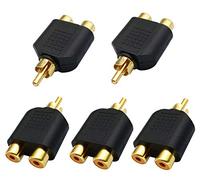 AAOTOKK Adattatore Splitter Y RCA, Placcato in oro 1 RCA Maschio a 2 RCA Femmina Jack Adattatori Splitter Audio Video Y Connettore Audio Video AV TV Convert (5 Pezzi M/F)