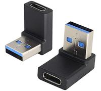 AAOTOKK Angolo retto 90 Gradi USB 3.0A Maschio a USB Tipo C Femmina Adattatore(OTG) PC,Laptop,Power Bank,Caricabatterie più Dispositivi USB Tipo C(2Pezzi Nero/Piegati)