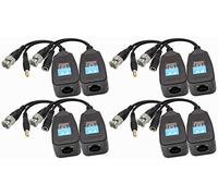 AAOTOKK BNC a RJ45 Video HD Balun Ricetrasmettitore,HD-CVI/TVI/AHD/CVBS con Connettore di Alimentazione per 1080P 3MP 4MP 5MP 8MP CCTV VRD Security DVR Sistema Videosorveglianza(4 Paia-19CM)