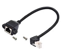 AAOTOKK Cat 6 Ethernet Cavo,90 Gradi Angolo SU(Verso L'alto) RJ45 Maschio a Femmina Connettore di Rete Ethernet Schermato Cavo di Prolunga per Montaggio Pannello per Router,Modem (30 cm/1 ft Su)