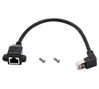 AAOTOKK Cat 6 Ethernet Cavo Angolo Inclinazione 90 Gradi Giù RJ45 Maschio a Femmina Connettore di Rete Ethernet Schermato Cavo di Prolunga per Montaggio Pannello per Router, Modem(30 cm/1 ft Giù)