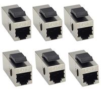 AAOTOKK Cat7 RJ45 Connettore Trapezoidale in linea 10Gbps Cat7 Femmina a Femmina Jack Trapezoidale RJ45 Schermato Jack RJ45, Adatto per Cat7,Cat6,Cat6A,Cat5e,Cat5 Cablaggio (6-Pezzi/Cat7)