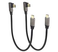 AAOTOKK Cavo Connettore USB C 3.1 a USB C ad Angolo retto da 90 Gradi 60W e cavo di Estensione 3A Supportano cavi di ricarica Dati,Audio e Video per Laptop,Tablet e Telefoni Cellulari(0.3M/2Pezzi)