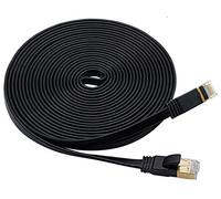 AAOTOKK Cavo Ethernet Cat7 10 Gigabit 600Mhz Nero Piatto Maschio RJ45 Rete Patch Internet LAN Cavo Schermato Cavo per Modem,Router,PC,Mac,Laptop,PS2,PS3,PS4,Xbox e Xbox 360 Nero (5 M/16 Piedi)