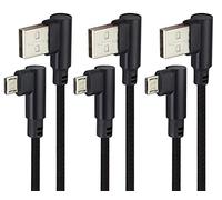 AAOTOKK Cavo Micro USB ad Angolo retto da 6 Piedi 90 Gradi USB 2.0 A Maschio a Maschio Cavi di Ricarica Rapida per Samsung Galaxy S7 Edge/S7/S6, LG, Power Bank Smartphone e Altro (Nero/3pezzo)
