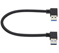 AAOTOKK Cavo Prolunga USB 3.0 90 Gradi Angolo Sinistro Destro Maschio a Maschio Ricarica Trasferimento dati per Disco Rigido,Stampante,Dispositivo di Raffreddamento per Laptop(0,3M/1Piedi-Nero)