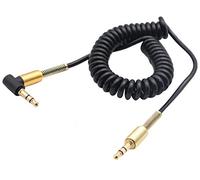 AAOTOKK Cavo Spirale 3,5 mm 90 Gradi ad Angolo Retto, Maschio a Maschio Jack TRS Audio Stereo a Molla per Smartphone, Tablet e Lettori Mp3 (1,5M)