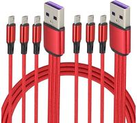 AAOTOKK Cavo splitter micro USB, 3 in 1 USB 2.0 a 3 micro cavo intrecciato in nylon maschio, ricarica rapida 2A, compatibile con telefoni Android e dispositivi di interfaccia micro USB (2 pezzi/rosso