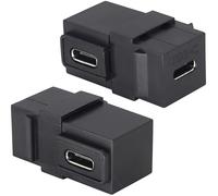 AAOTOKK Connettore jack USB C 3.1 Keystone a 90 gradi ad angolo retto USB 3.1 di tipo C femmina a femmina, adattatore per presa trapezoidale a parete (90 gradi/nero/confezione da 2)