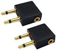 AAOTOKK Convertitore Adattatore Jack Audio AUX da 3,5 mm (1/8") Femmina a Doppio 3,5 mm (1/8") Maschio per l'utilizzo Della Cuffia sul Volo Aereo Dell'aereo Adattatore Jack (2 Pezzi)