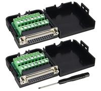 AAOTOKK DB25 Connettore Morsetto Femmina DB25 Bullone lungo 2 file di porta seriale saldata a 25 Pin per modulo Segnale Connettore terminale,con Alloggiamento e viti (2Pezzi/Femmina-Con Dado)