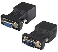 AAOTOKK DB9 a RJ45 Extender DB9 Porta Seriale a 9 Pin Femmina&Maschio a RJ45 CAT5/6 Adattatore Rete LAN per Video Multimediale e Prolunga Distanza Trasmissione Adattatore Dispositivi DB9(2Pezzi)