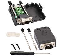 AAOTOKK DB9 Adattatore per Morsettiera a vite D-SUB da 9 Pin RS232 Maschio a 9 + 1 Pin/Vie Connettore Seriale Femmina Breakout Board Modulo di Segnale con Custodia (2Pezzi / Maschio)