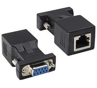 AAOTOKK DB9 to RJ45 Extender DB9 9Pin Serial Female & Male to RJ45 Ethernet LAN Network for Multimedia Video and Extended Transmission Distance Adapter for DB9 9Pin Devices (2packs) (Female)