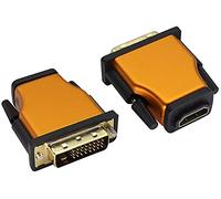 AAOTOKK DVI a HDMI Convertitore in Lega di Alluminio Alloggiamento Bidirezionale DVI-D(24+1)Maschio a HDMI Adattatore Femmina,Supporta 1080P,TV Box,Desktop,Laptop,Monitor,Proiettore(2Pezzi-Arancione)
