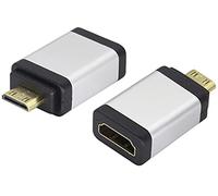 AAOTOKK HDMI Femmina a Mini HDMI Maschio Extender,Guscio in Lega di Alluminio Mini Connettore HDMI,Adatto per Fotocamere,Schede GraficheLaptop,Tablet,TV Alta Definizione,Proiettori(2-Pezzi-Argento)