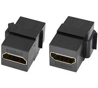 AAOTOKK HDMI Keystone Accoppiatore, Placcato in oro HDMI Keystone Jack Inserire Femmina a Femmina 3D 4K Audio Video Adattatore per Piastra a Pparete Pannello di Uscita (Nero/2 Pezzi)