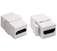 AAOTOKK HDMI Keystone Accoppiatore, Placcato in oro HDMI Keystone Jack Inserire Femmina a Femmina 3D 4K Audio Video Adattatore per Piastra a Pparete Pannello di Uscita (Bianco/2 Pezzi)