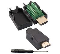 AAOTOKK HDMI Morsettiera a Vite Adattatore,Placcato in oro HDMI Maschio a 20 Pin/Vie Femmina Terminale a Saldare Modulo di Segnale Connettore Scheda di Breakoutless con Custodia (2 Pezzi/Maschio)