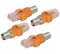 AAOTOKK RF Femmina a RJ45 Maschio Convertitore Coassiale a Ethernet Adattatore,Adatto per la Maggior Parte dei tester di linea,Cercatori di linea e altre Apparecchiature di Prova(4Pezzi/F a RJ45)