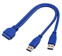 AAOTOKK USB 3.0 A 2 Porte Splitter Adattatore Cavo,Doppia Porta Maschio a 20 Pin Femmina Prolunga Adattatore Cavo per Connettore Scheda Madre del Computer(30cm/12 Pollici-20Pin to USB M)