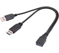 AAOTOKK USB 3.0 A Femmina a Doppio USB 3.0 A Maschio+USB 2.0 A Maschio Extra Power Ricarica e Trasferimento Dati Doppio USB Y Splitter Cavo(30cm/12Pollici-F/Dual M)