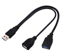 AAOTOKK USB 3.0 A Maschio a Doppio A Femmina + 2.0 A Femmina Extra Power Ricarica e Trasferimento Dati Y Splitter Cavo (30 cm/12 Pollici)-M/Dual F