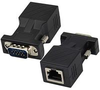 AAOTOKK VGA a RJ45 Adattatore,RJ45 Femmina a VGA 15 pin Maschio porta Cat5 Cat6 Cat7 Ethernet Supporta la Trasmissione video Multimediale 720P,1080I e 1080P(2Pezzi/Maschio)